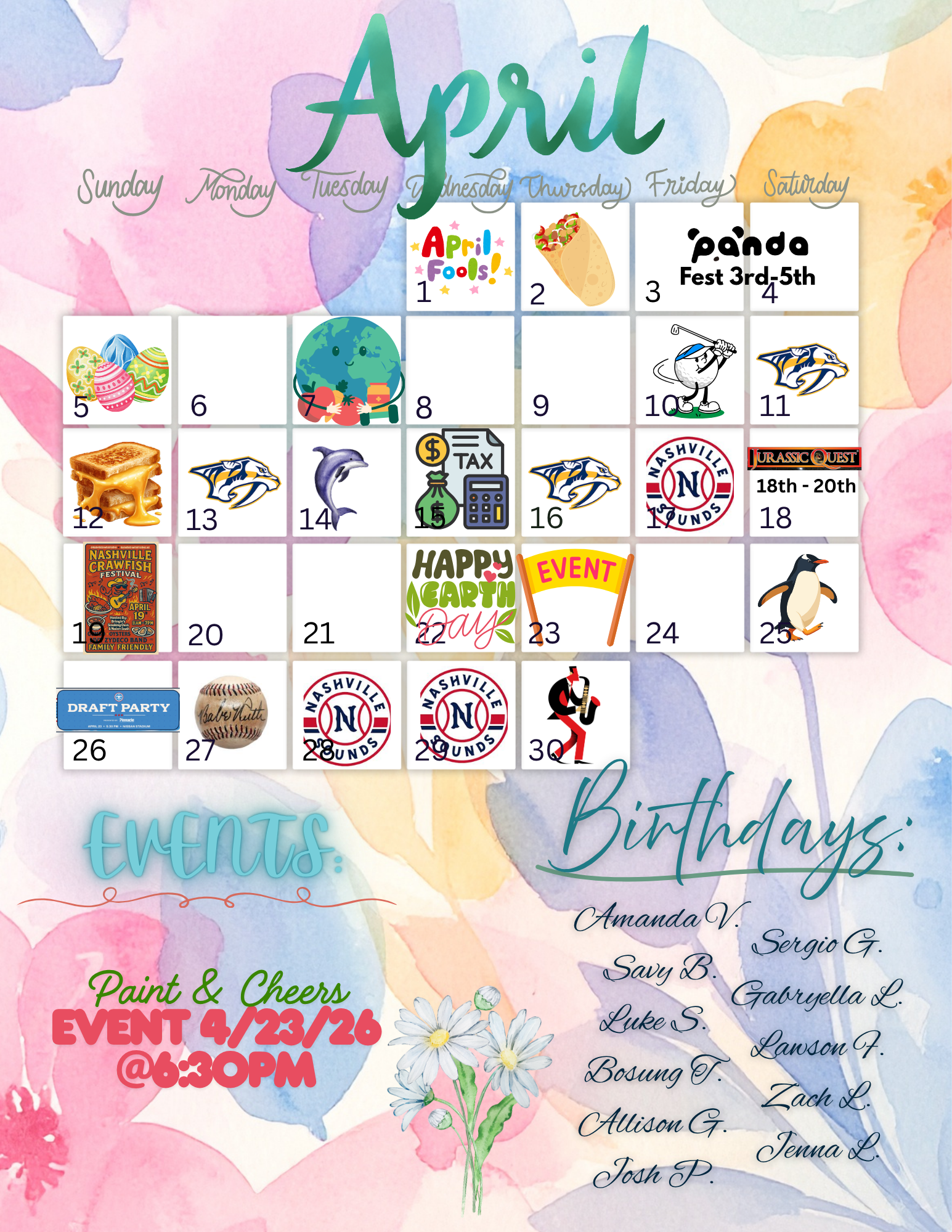 April Event Calendar