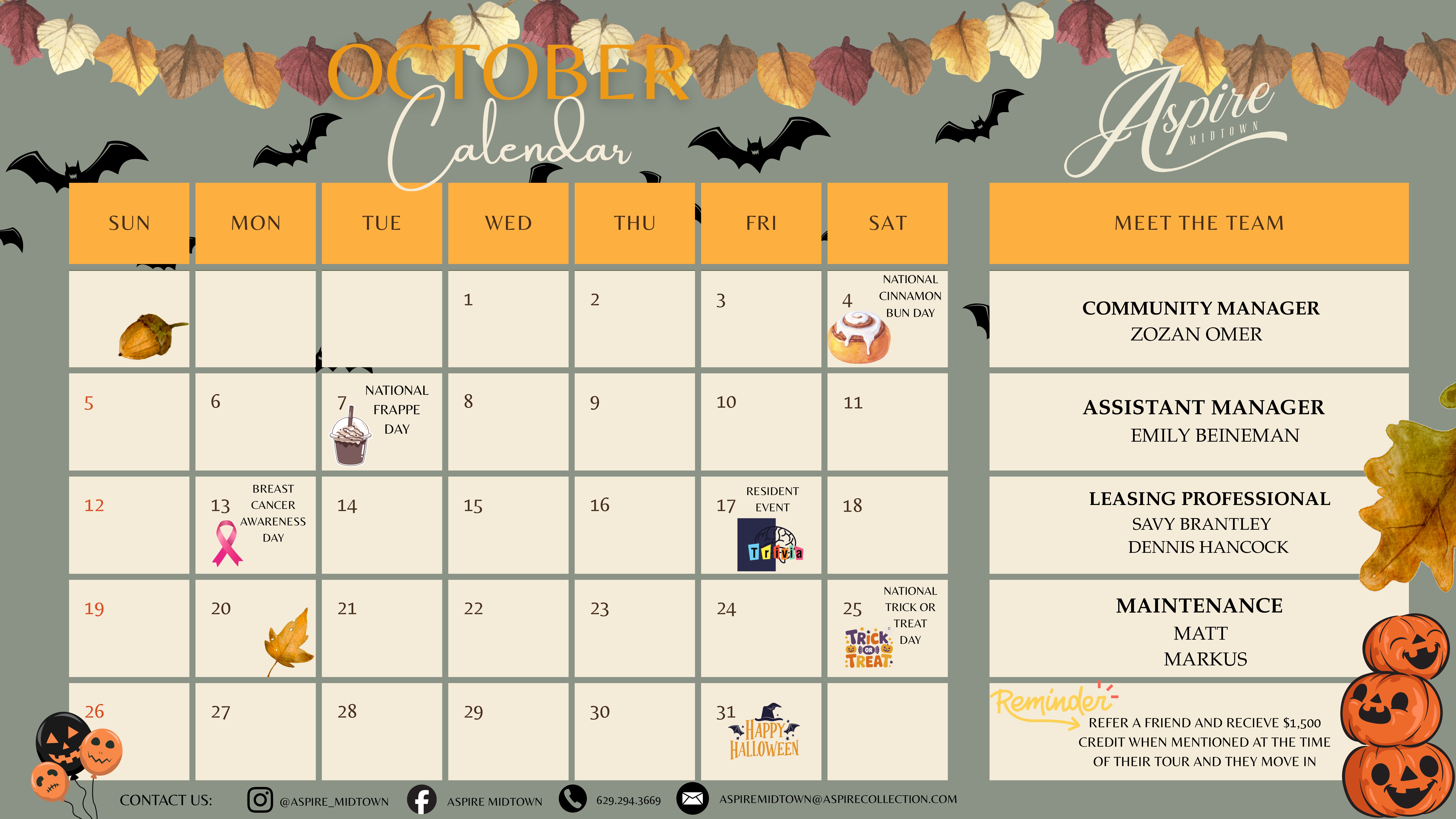 October Event Calendar