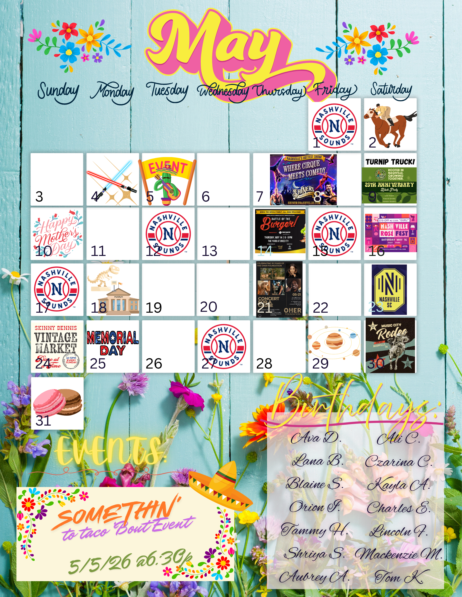 April Event Calendar